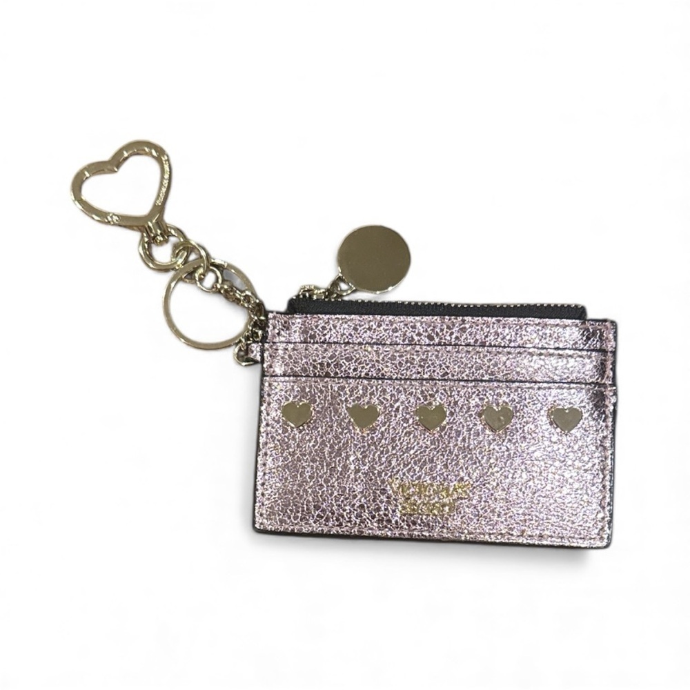 VICTORIAS SECRET Metallic Pink Card Holder with Heart Charm